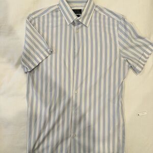 Zara Blue and White Striped Men's Shirt